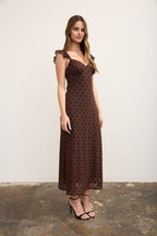 POLKA DOT FLOCK SWEETHEART MIDI DRESS