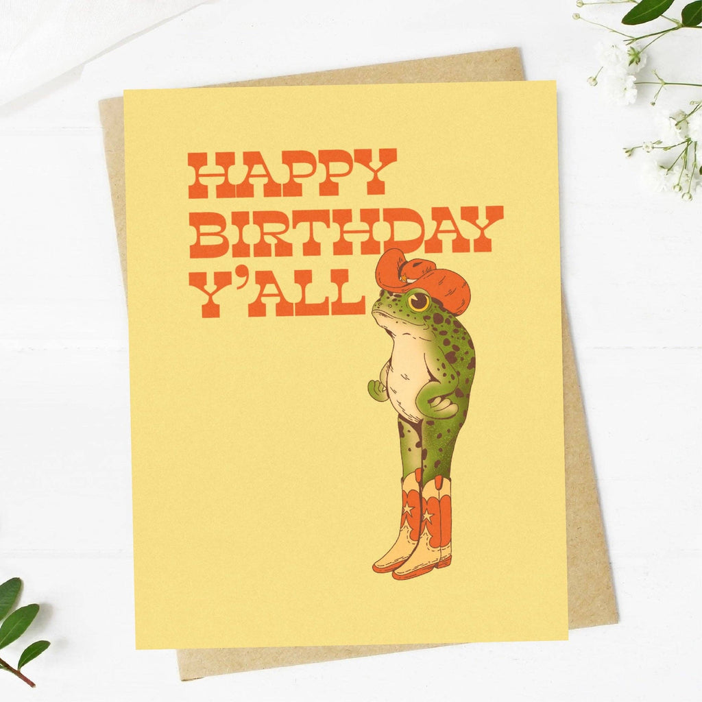 "Happy birthday y'all" Cowboy Western Birthday Card