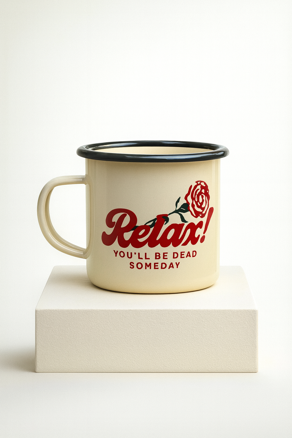 ‘Relax!' Enamel Mug