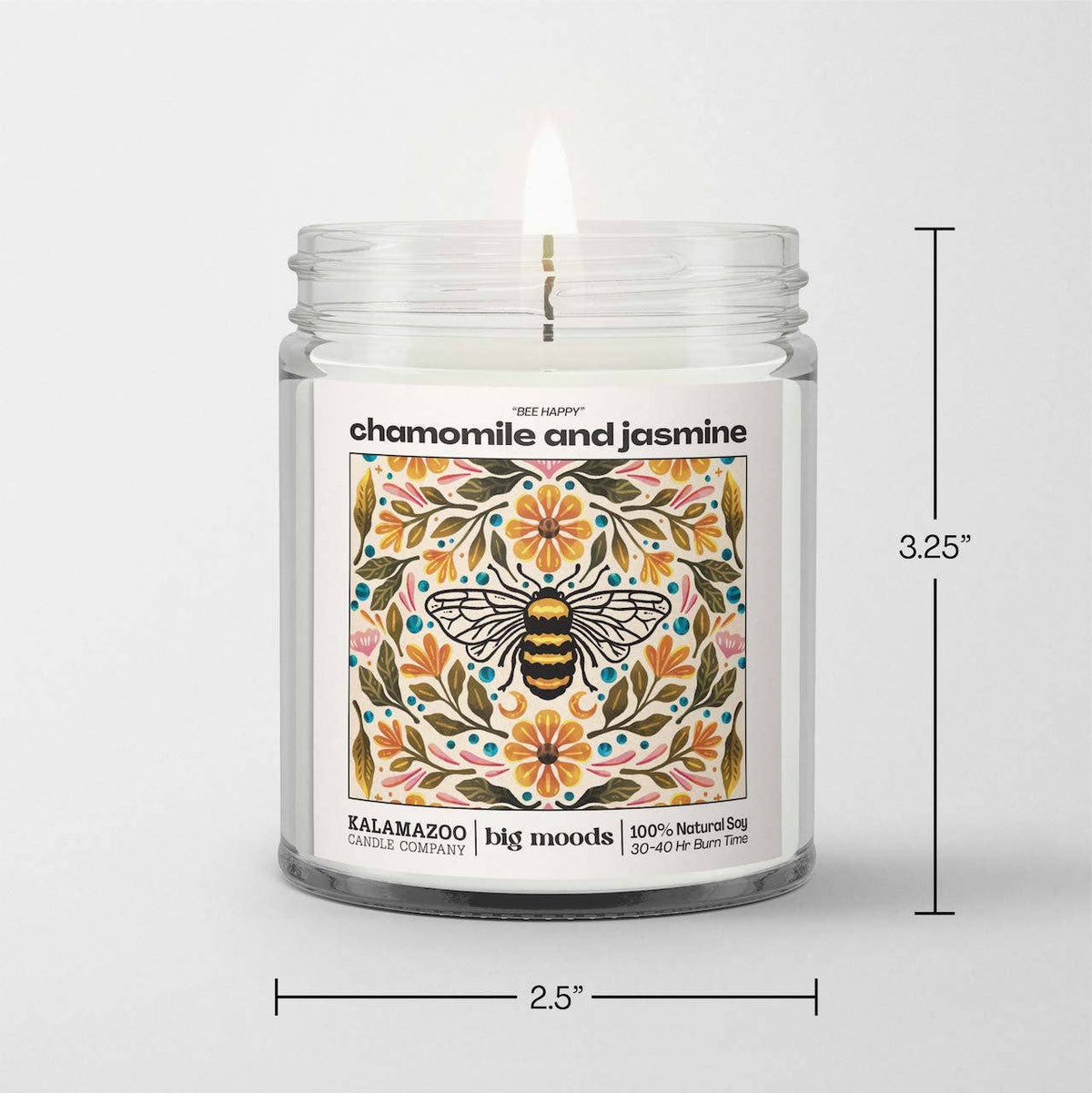 "Bee Happy" Chamomile and Jasmine | Soy Candle