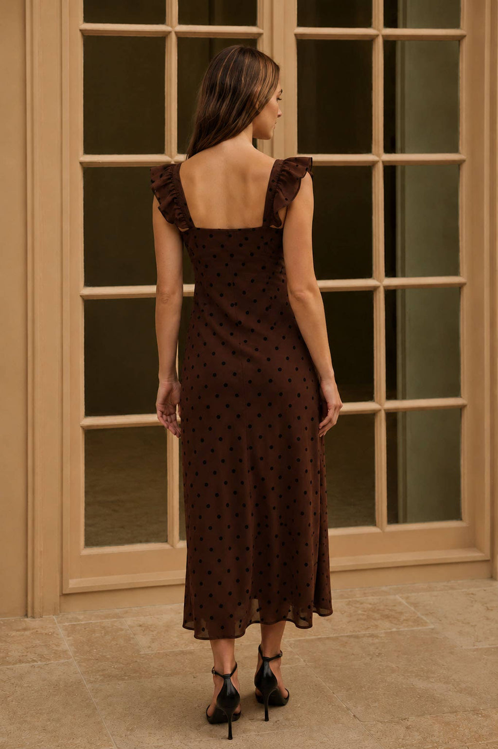 POLKA DOT FLOCK SWEETHEART MIDI DRESS