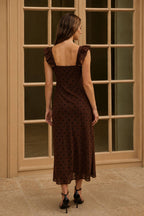 POLKA DOT FLOCK SWEETHEART MIDI DRESS