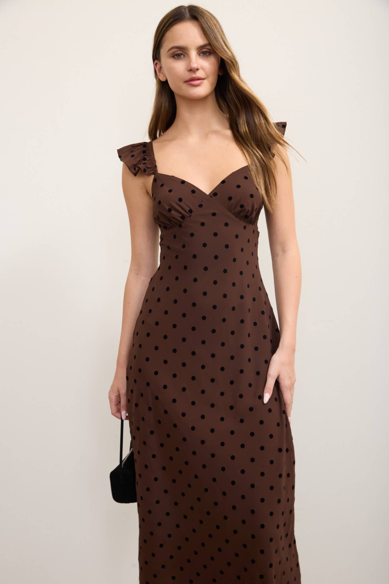 POLKA DOT FLOCK SWEETHEART MIDI DRESS