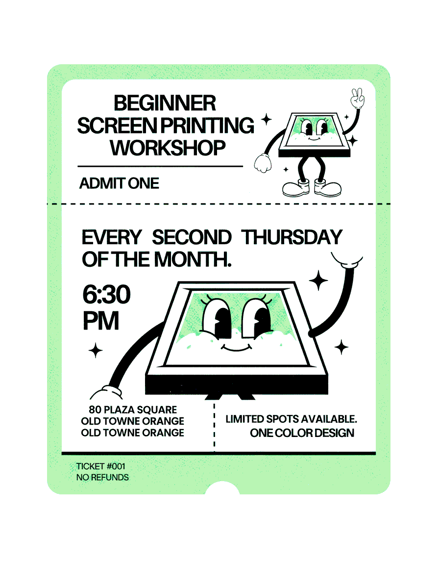 Screen Printing Workshop March 19th @ 06:30 PM