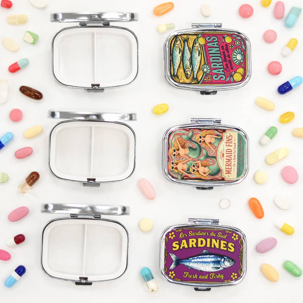 Funny Sardine Pill Box Vintage Style Compact Organizer