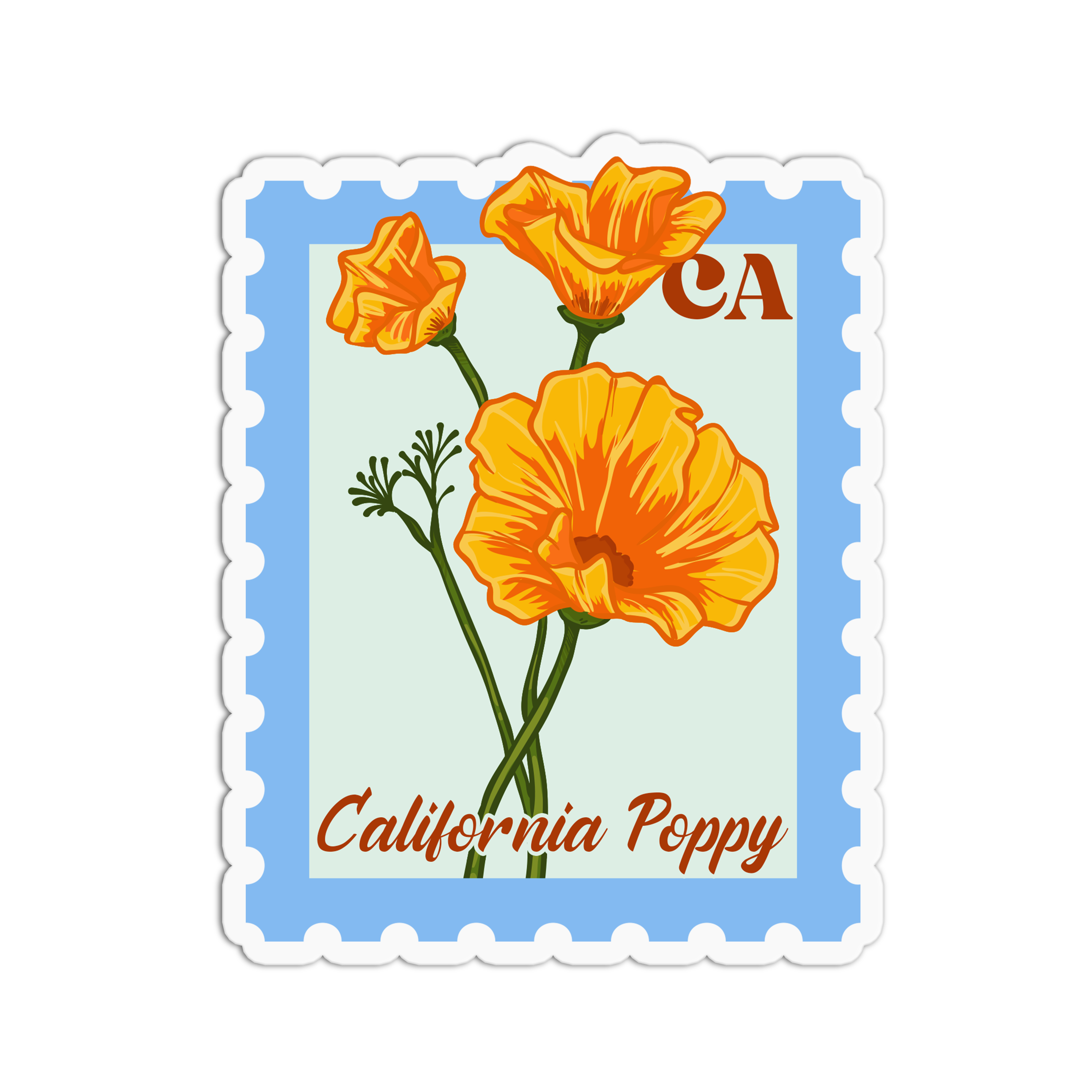 State Flower California Poppy CA Vinyl Textured Sticker