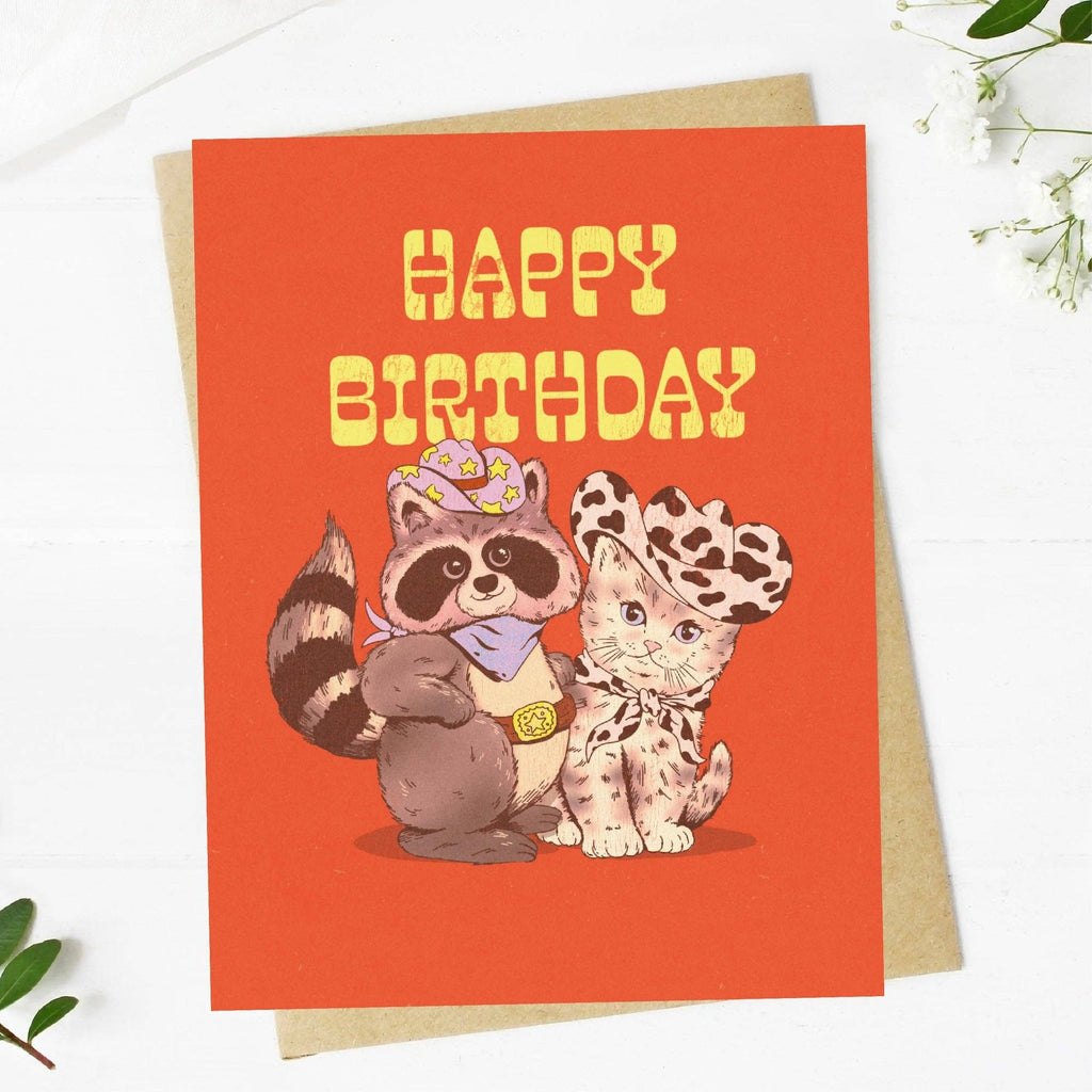 Happy Birthday Cowboy Animals Western Birthday Card